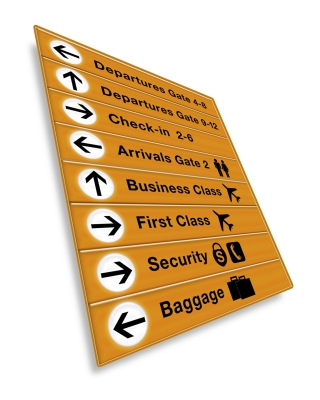 Departures and Arrivals Sign