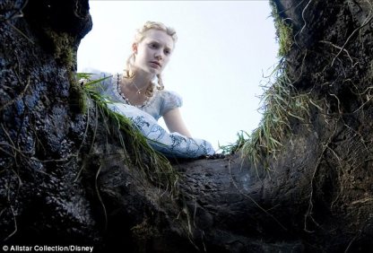 Alice looking down rabbit hole